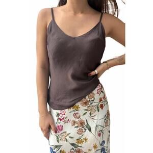 NEW MINT EXCLUSIVES adjustable strap silky tank in chocolate brown